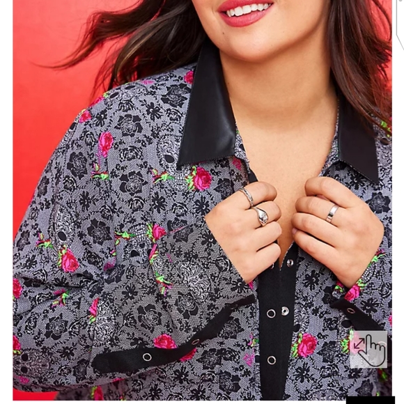 🆕💀 🌹2X BETSEY JOHNSON FLORAL SKULLS TUNIC BLOUSE 🌹 💀 - Picture 5 of 8